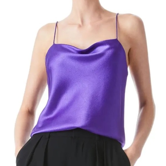 ALICE + OLIVIA 
Harmon Drapey Cowl Neck Tank - Purple - Picture 1 of 6